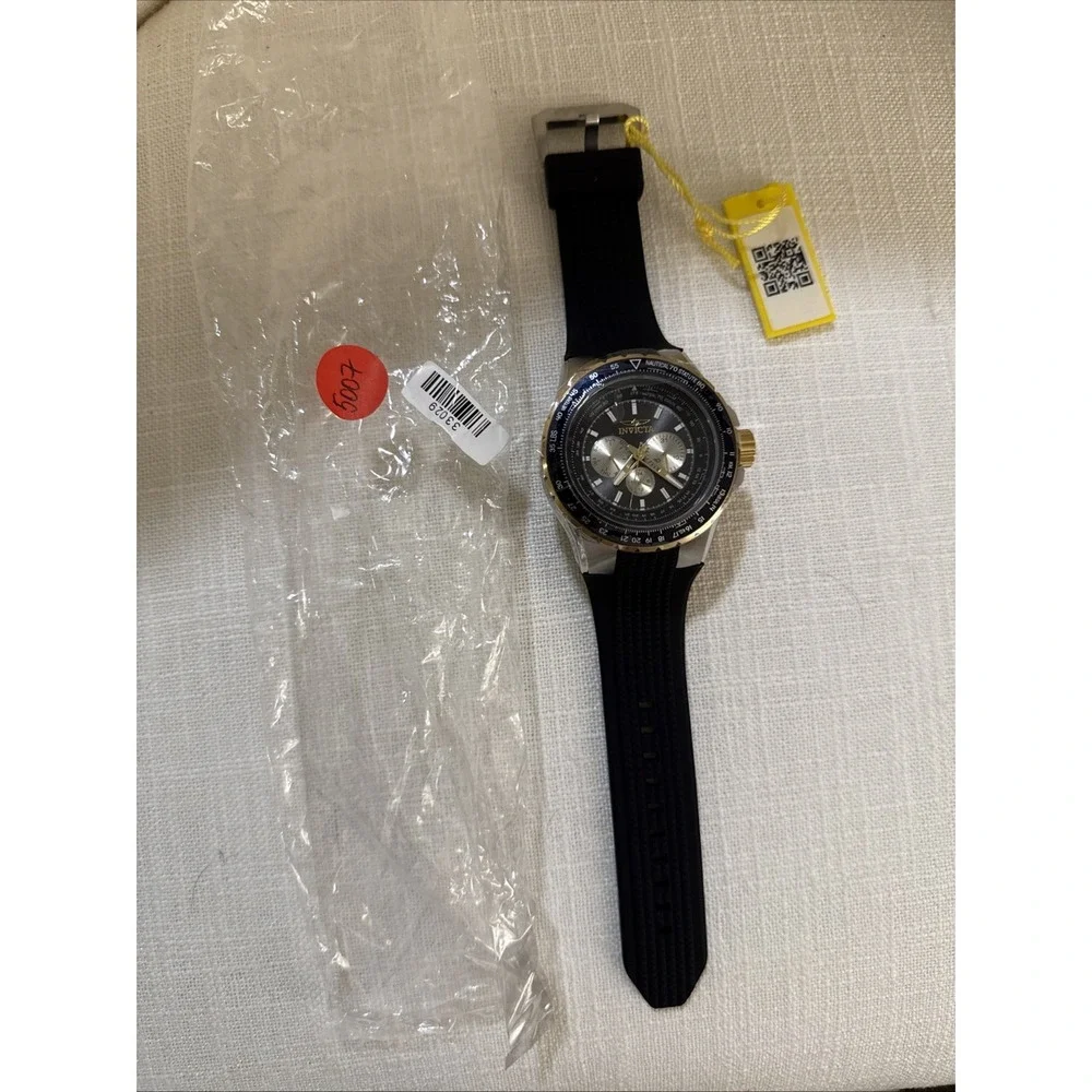 New Invicta Mens 50mm AVIATOR VH63 Multi Function‎ Quartz Black Dial SS Watch
